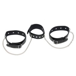 Leather Collar and Leg Cuffs with Chain